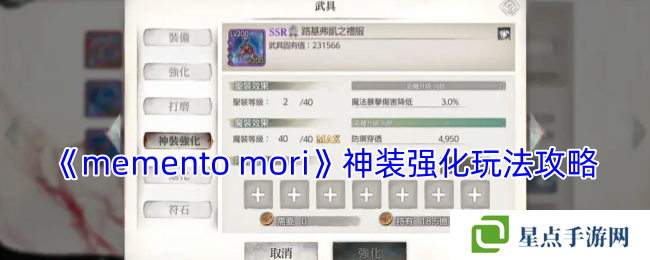 《memento mori》神装强化玩法攻略